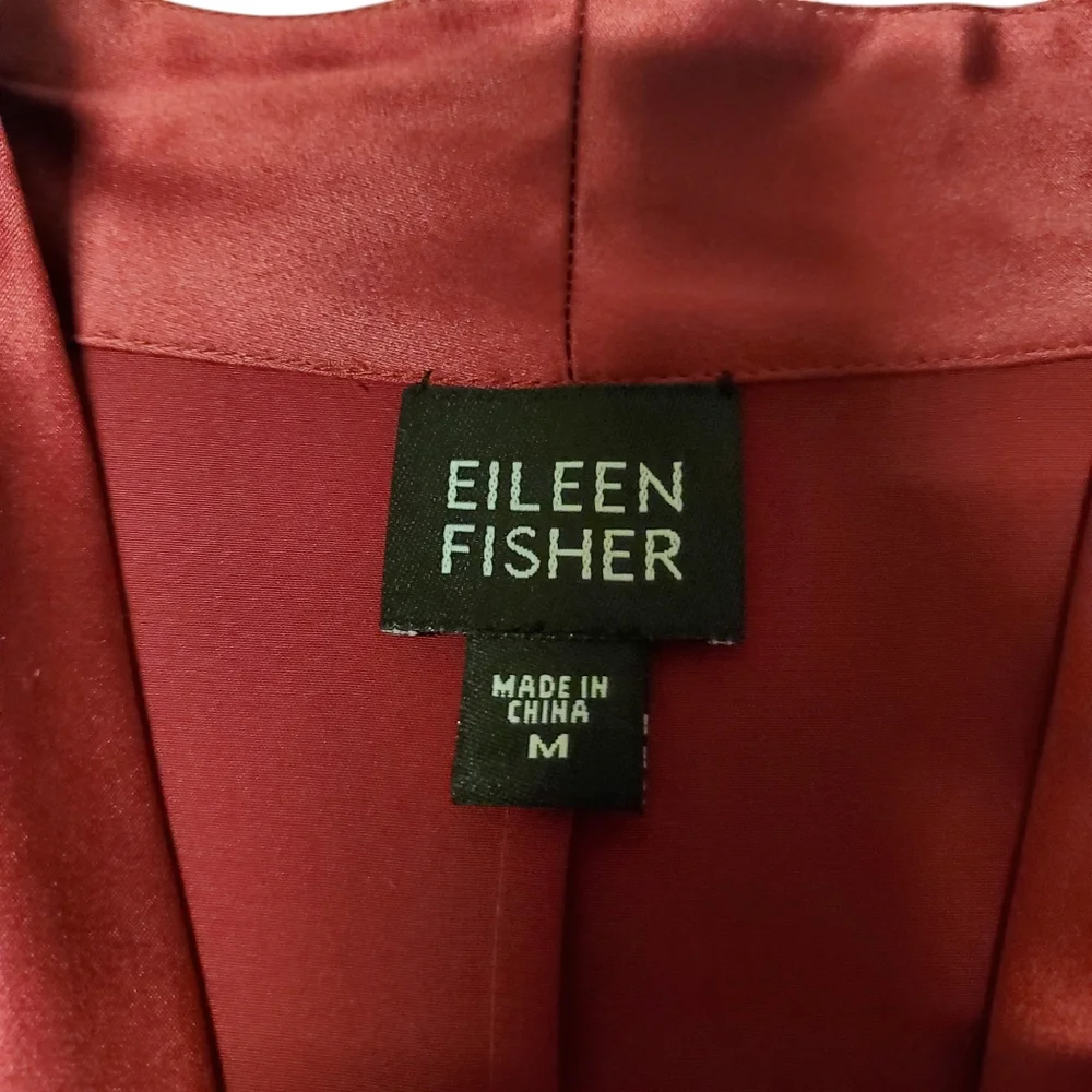 Eileen Fisher Set - Red Silk Jacket & Sleeveless Blouse - Sz Medium - Luxurious